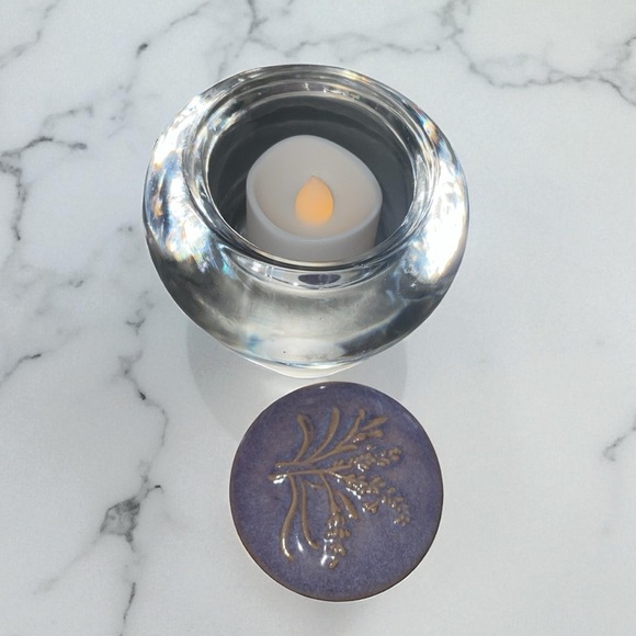 Partylite glass tea light holder, with cute ceramic lid, never used - Picture 3 of 6